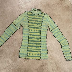 Mesh and tie dye long sleeve shirt